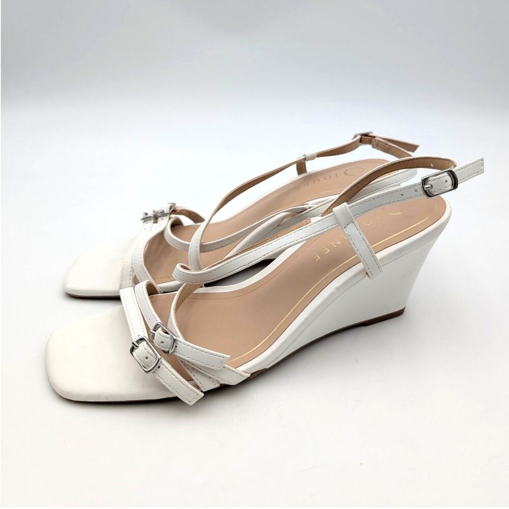 Journee Collection Clinne Wedge Sandals Open Toe Women's White Size US8.5M EU39